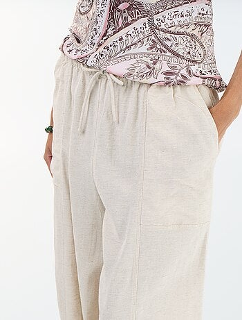 Pantalón ancho de lino mezclado