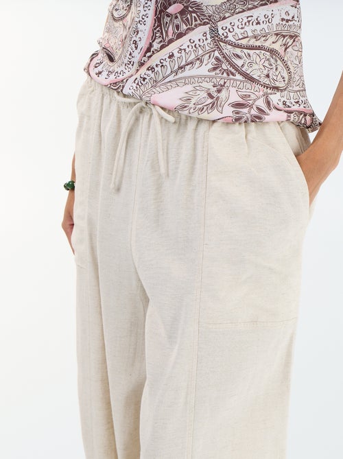 Pantalón ancho de lino mezclado - Kiabi