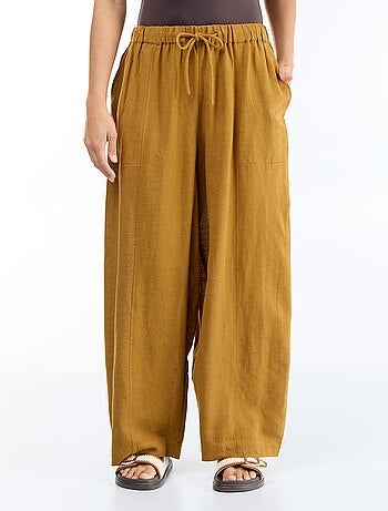 Pantalón ancho de lino mezclado