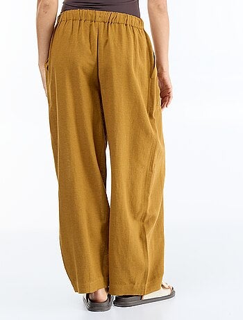 Pantalón ancho de lino mezclado