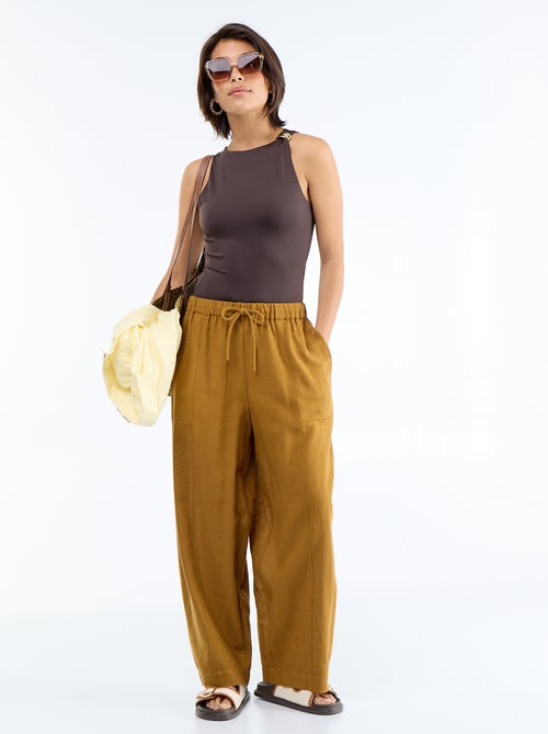 Pantalón ancho de lino mezclado - Kiabi