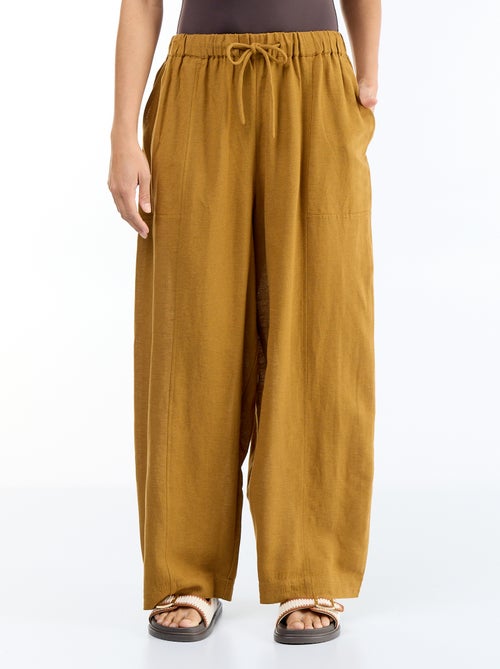 Pantalón ancho de lino mezclado - Kiabi