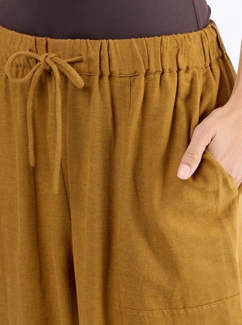 Pantalón ancho de lino mezclado - Kiabi