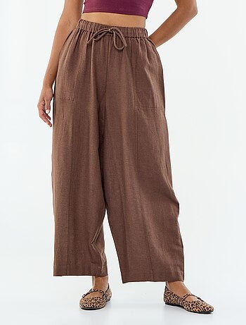 Pantalón ancho de lino mezclado
