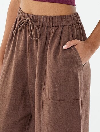 Pantalón ancho de lino mezclado
