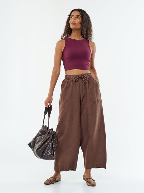 Pantalón ancho de lino mezclado - Kiabi