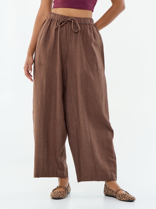 Pantalón ancho de lino mezclado - Kiabi