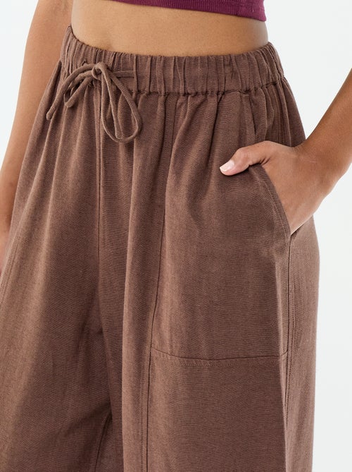 Pantalón ancho de lino mezclado - Kiabi
