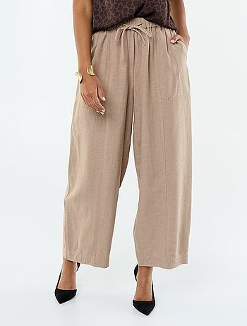 Pantalón ancho de lino mezclado