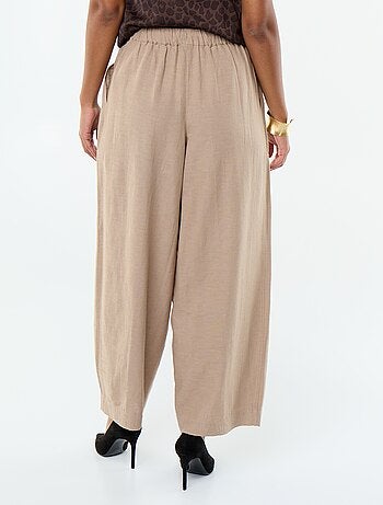 Pantalón ancho de lino mezclado