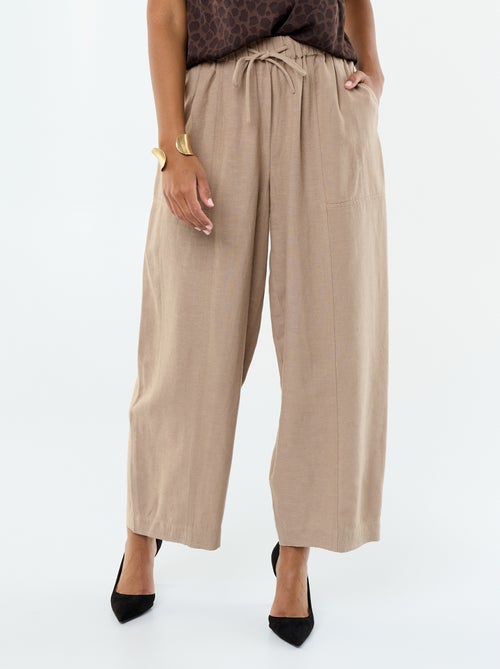 Pantalón ancho de lino mezclado - Kiabi