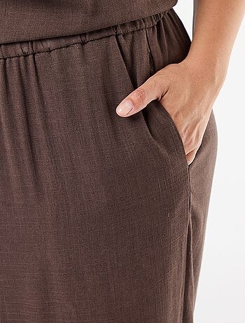 Pantalón ancho de lino mezclado