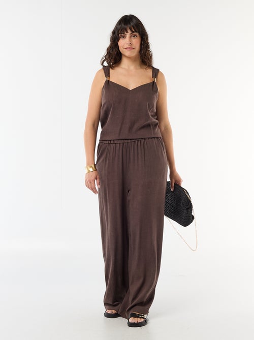 Pantalón ancho de lino mezclado - Kiabi