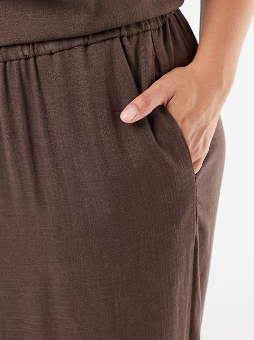 Pantalón ancho de lino mezclado - Kiabi