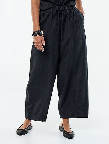 Pantalón ancho de lino mezclado