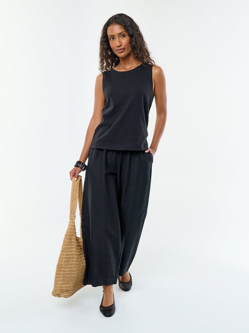 Pantalón ancho de lino mezclado - Kiabi