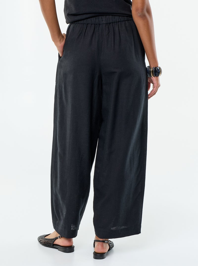 Pantalón ancho de lino mezclado Negro - Kiabi