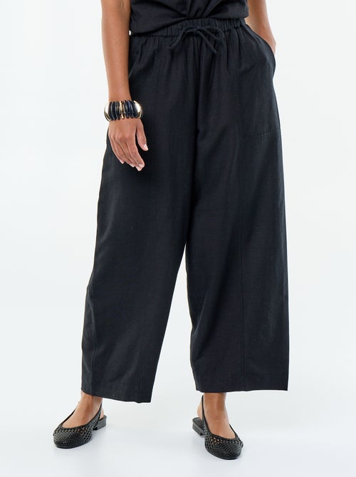 Pantalón ancho de lino mezclado - Kiabi
