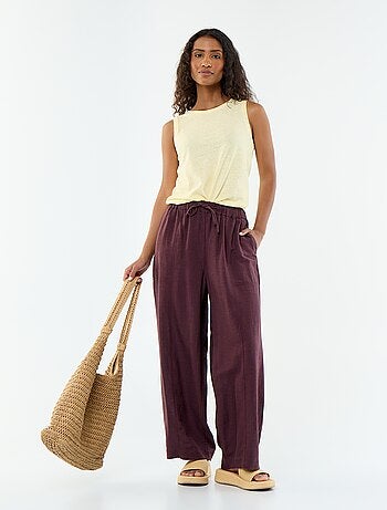 Pantalón ancho de lino mezclado