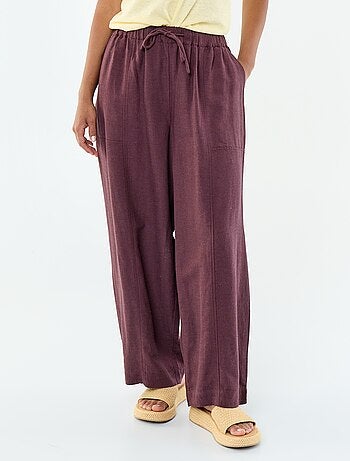 Pantalón ancho de lino mezclado