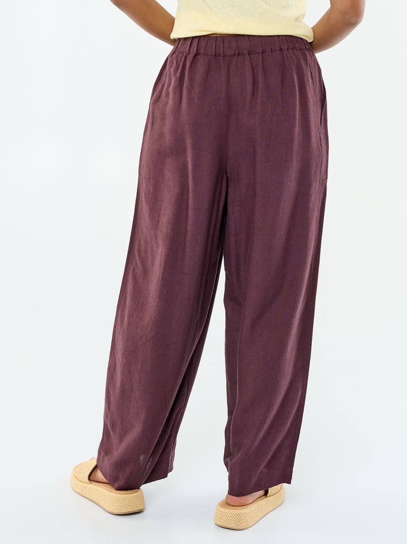 Pantalón ancho de lino mezclado Purpura - Kiabi
