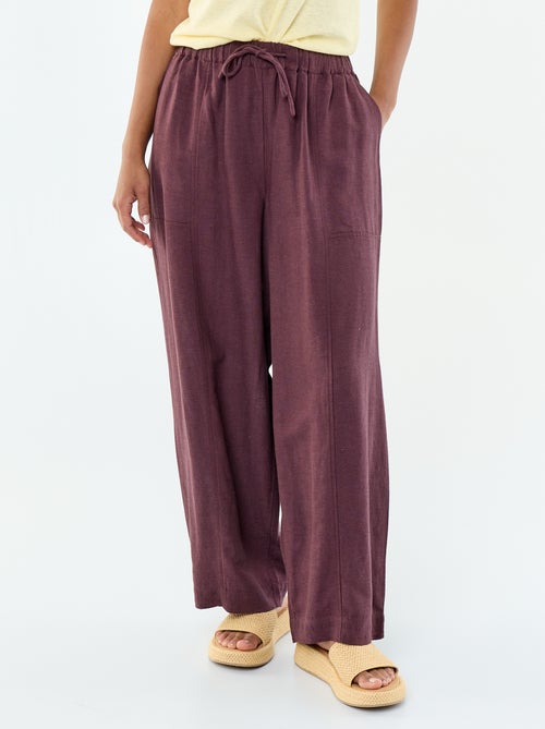 Pantalón ancho de lino mezclado - Kiabi
