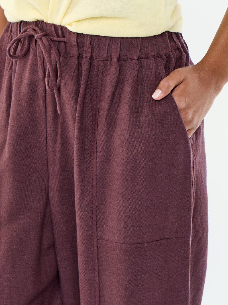 Pantalón ancho de lino mezclado Purpura - Kiabi