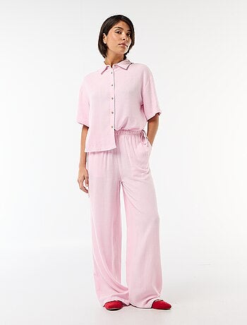 Pantalón ancho de lino mezclado