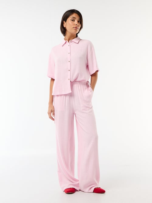 Pantalón ancho de lino mezclado - Kiabi