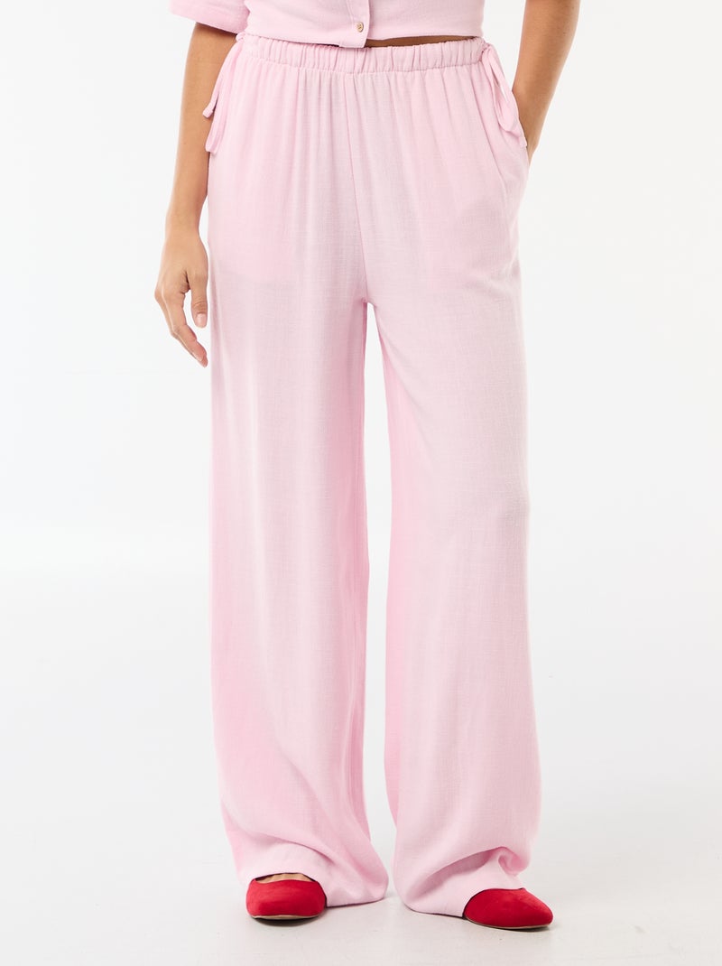 Pantalón ancho de lino mezclado Rosa - Kiabi