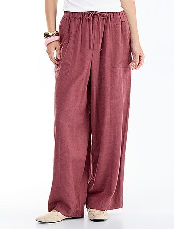 Pantalón ancho de lino mezclado