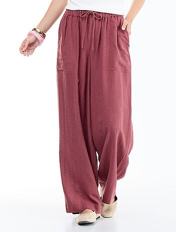 Pantalón ancho de lino mezclado