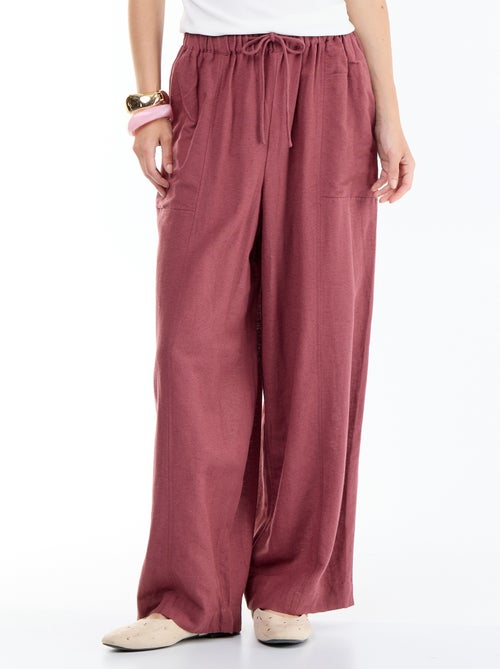 Pantalón ancho de lino mezclado - Kiabi