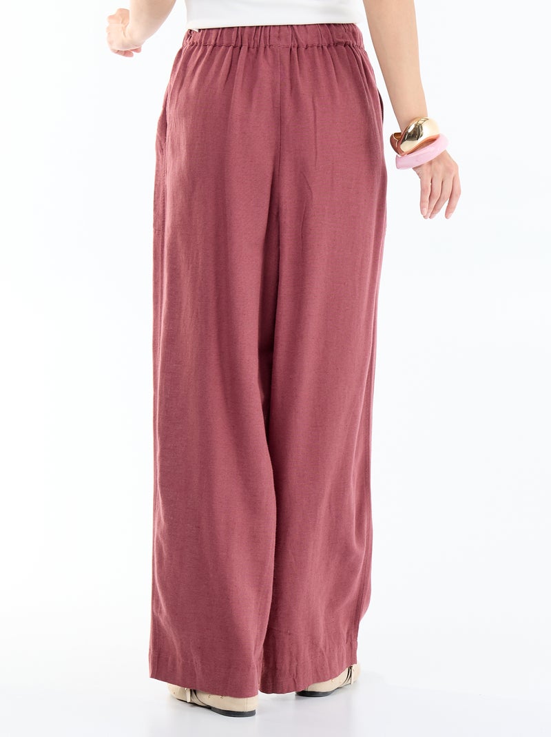 Pantalón ancho de lino mezclado Rosa - Kiabi