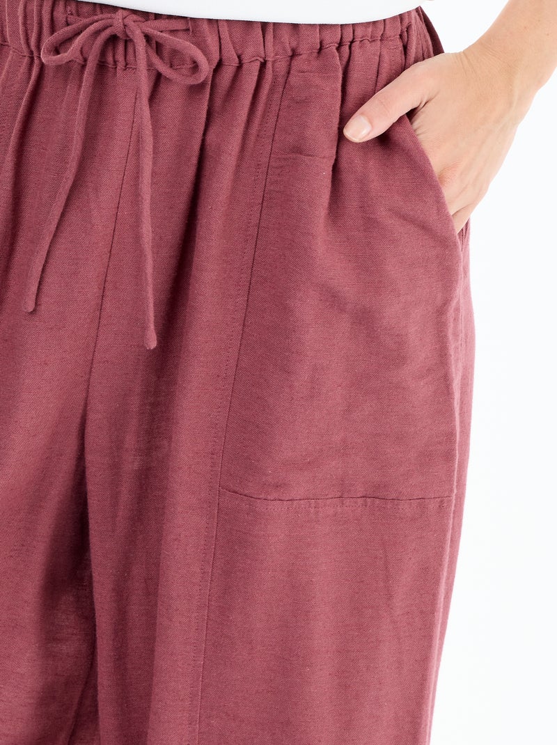 Pantalón ancho de lino mezclado Rosa - Kiabi