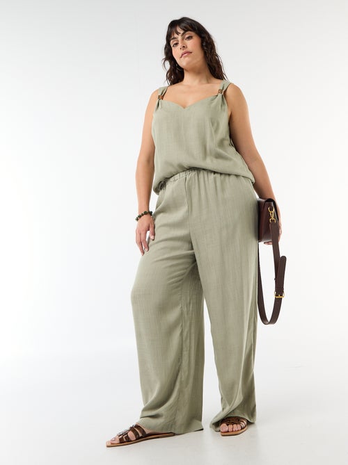 Pantalón ancho de lino mezclado - Kiabi