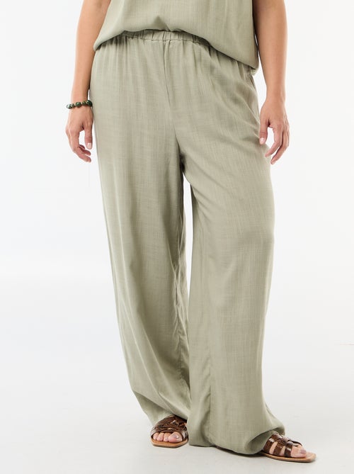 Pantalón ancho de lino mezclado - Kiabi