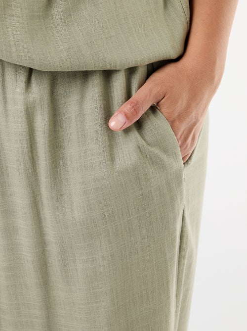 Pantalón ancho de lino mezclado - Kiabi