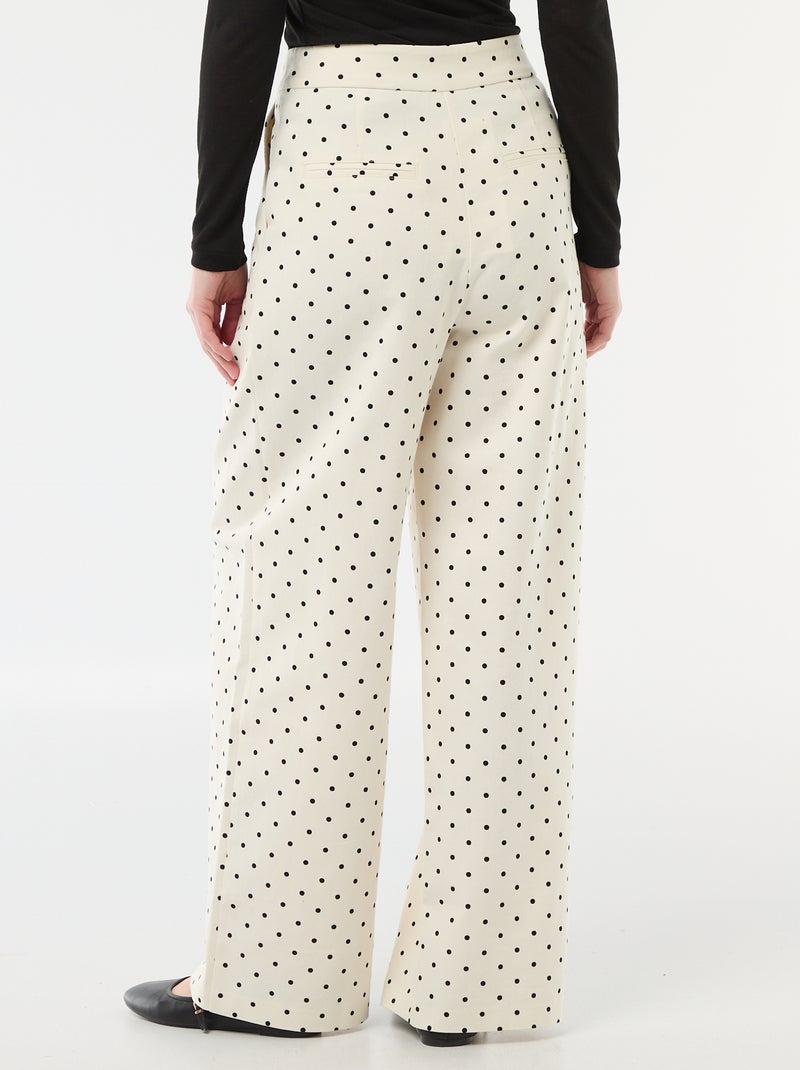 Pantalón ancho de lunares Blanco - Kiabi