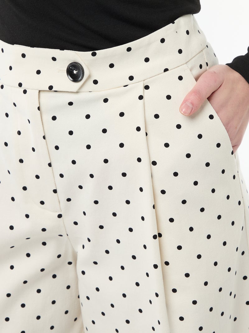Pantalón ancho de lunares Blanco - Kiabi