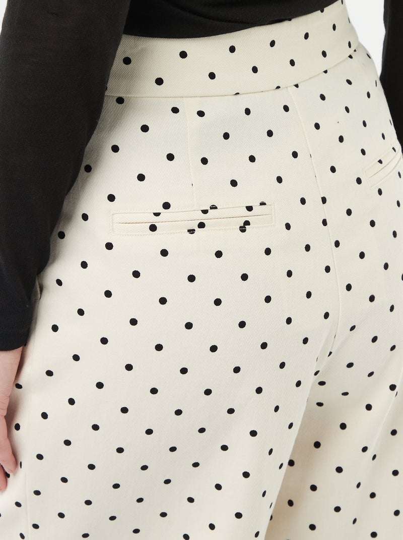 Pantalón ancho de lunares Blanco - Kiabi