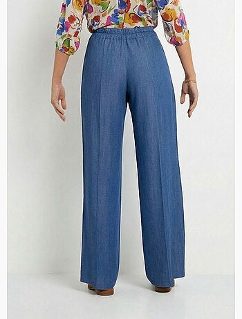 Pantalón ancho de lyocell con cinturilla elástica - Afibel