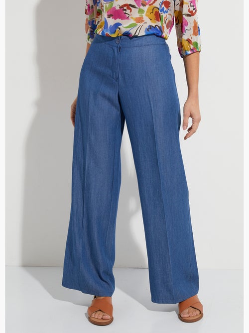 Pantalón ancho de lyocell con cinturilla elástica - Afibel - Kiabi