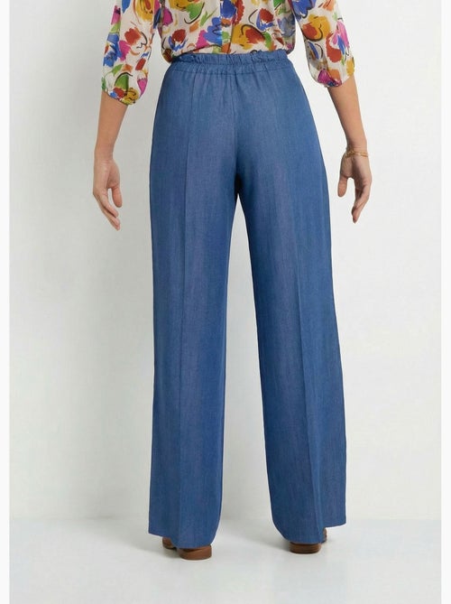 Pantalón ancho de lyocell con cinturilla elástica - Afibel - Kiabi