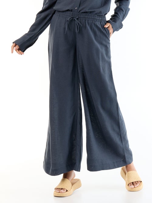 Pantalón ancho de maternidad de lino mezclado - Kiabi Pantalón ancho de maternidad de lino mezclado - Kiabi