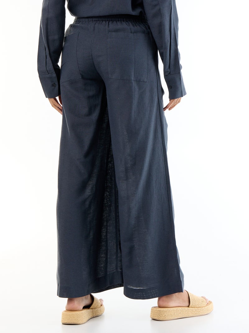 Pantalón ancho de maternidad de lino mezclado Azul - Kiabi