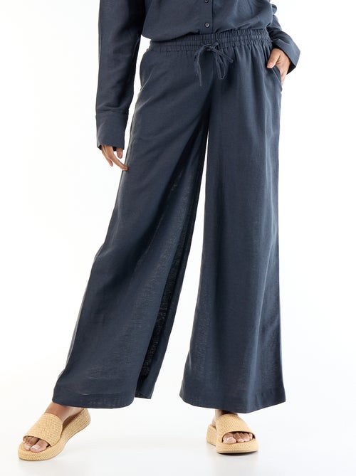 Pantalón ancho de maternidad de lino mezclado - Kiabi Pantalón ancho de maternidad de lino mezclado - Kiabi