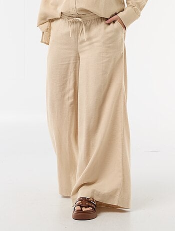 Pantalón ancho de maternidad de lino mezclado