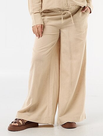 Pantalón ancho de maternidad de lino mezclado