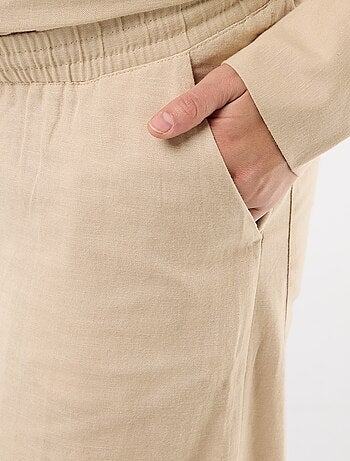 Pantalón ancho de maternidad de lino mezclado